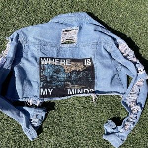 SOLD Cropped distressed denim jacket